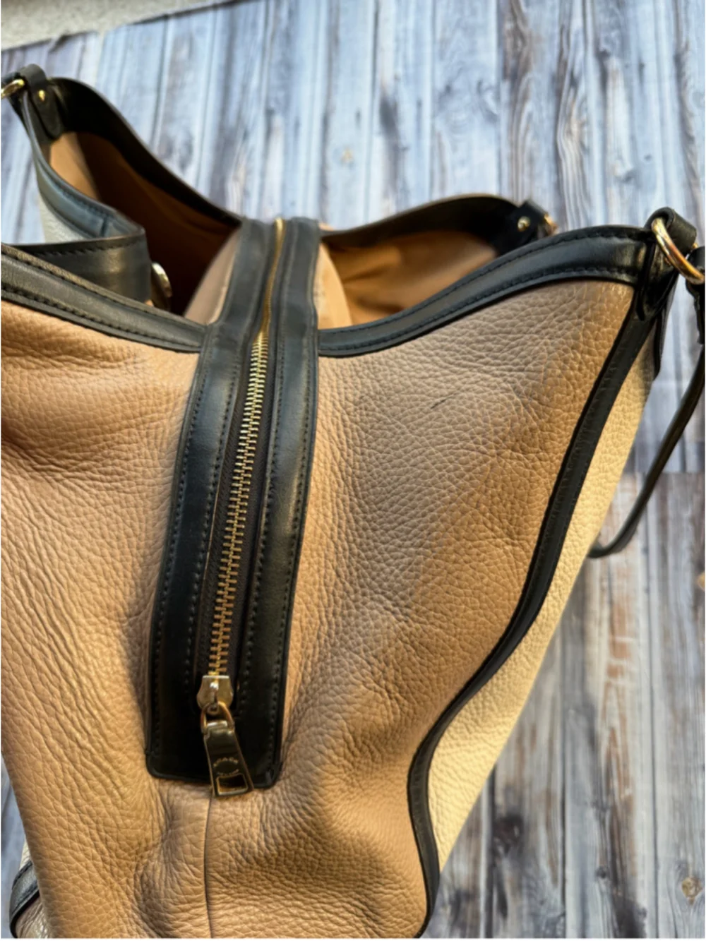 Coach Kristy Shoulder Bag In Colorblock Chalk black tan pebbled leather